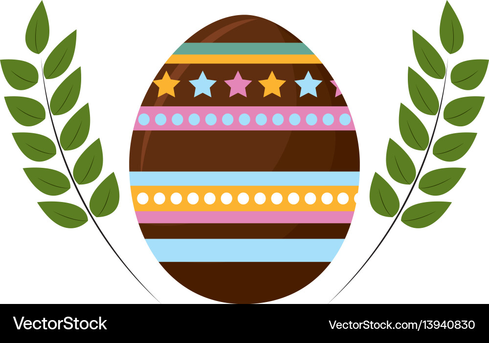 Egg easter with branches plant decorative Vector Image