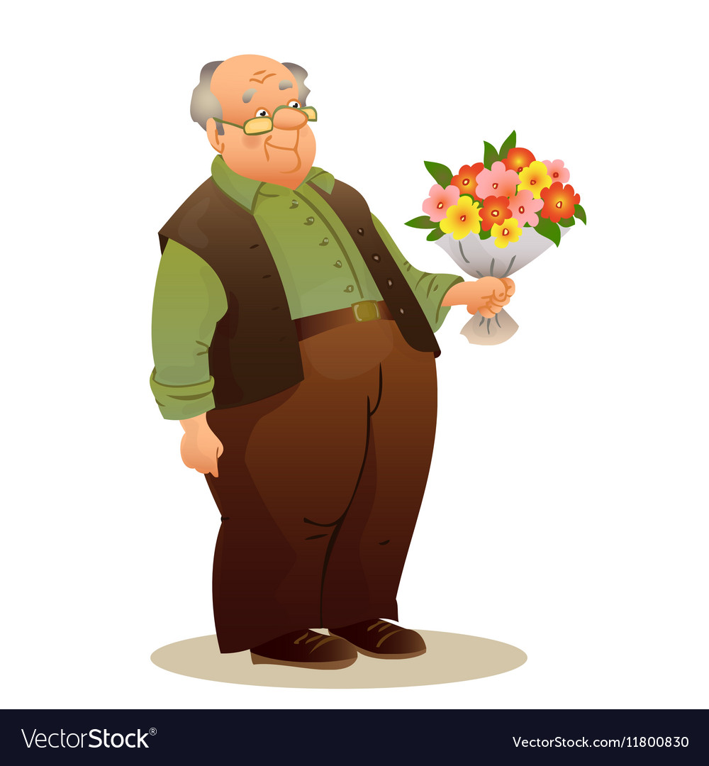 Funny old man with glasses elderly holding Vector Image