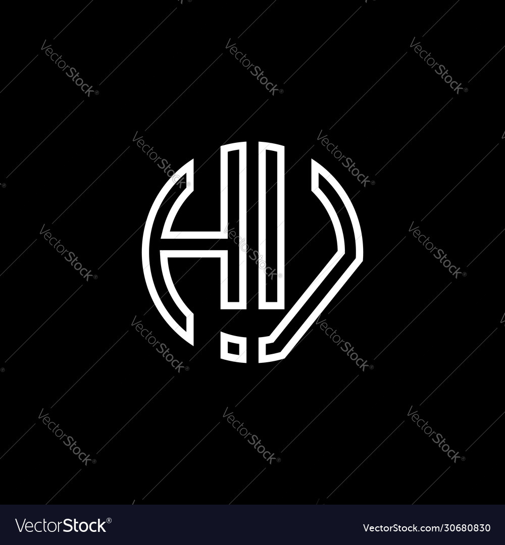 Hv monogram logo circle ribbon style outline Vector Image