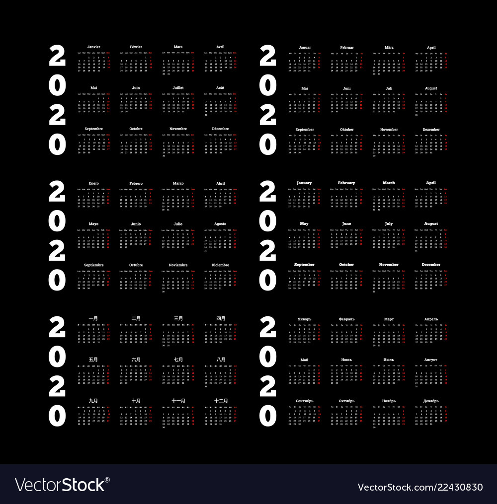 Set 2020 year simple calendars on different Vector Image