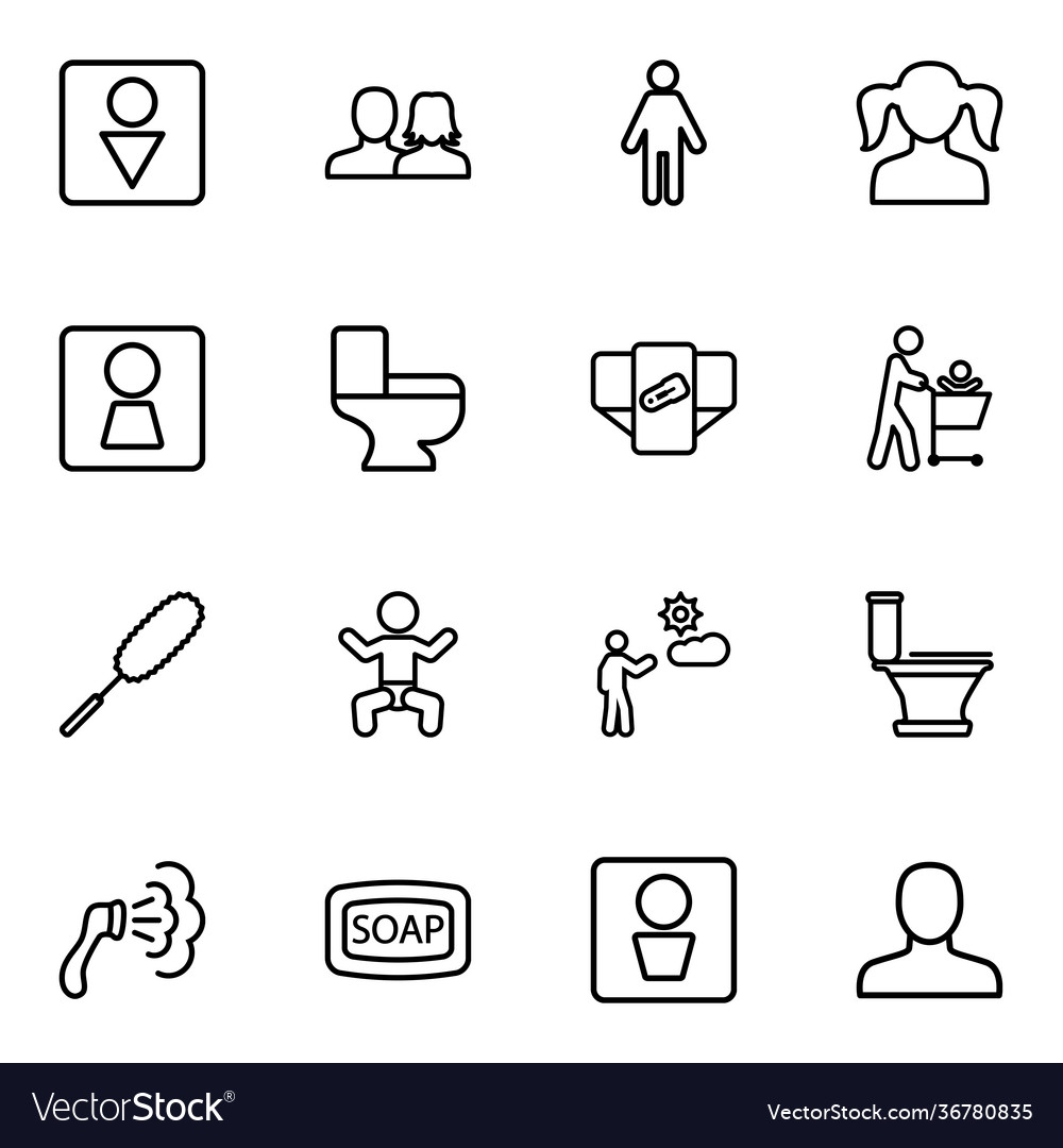 16 toilet icons Royalty Free Vector Image - VectorStock