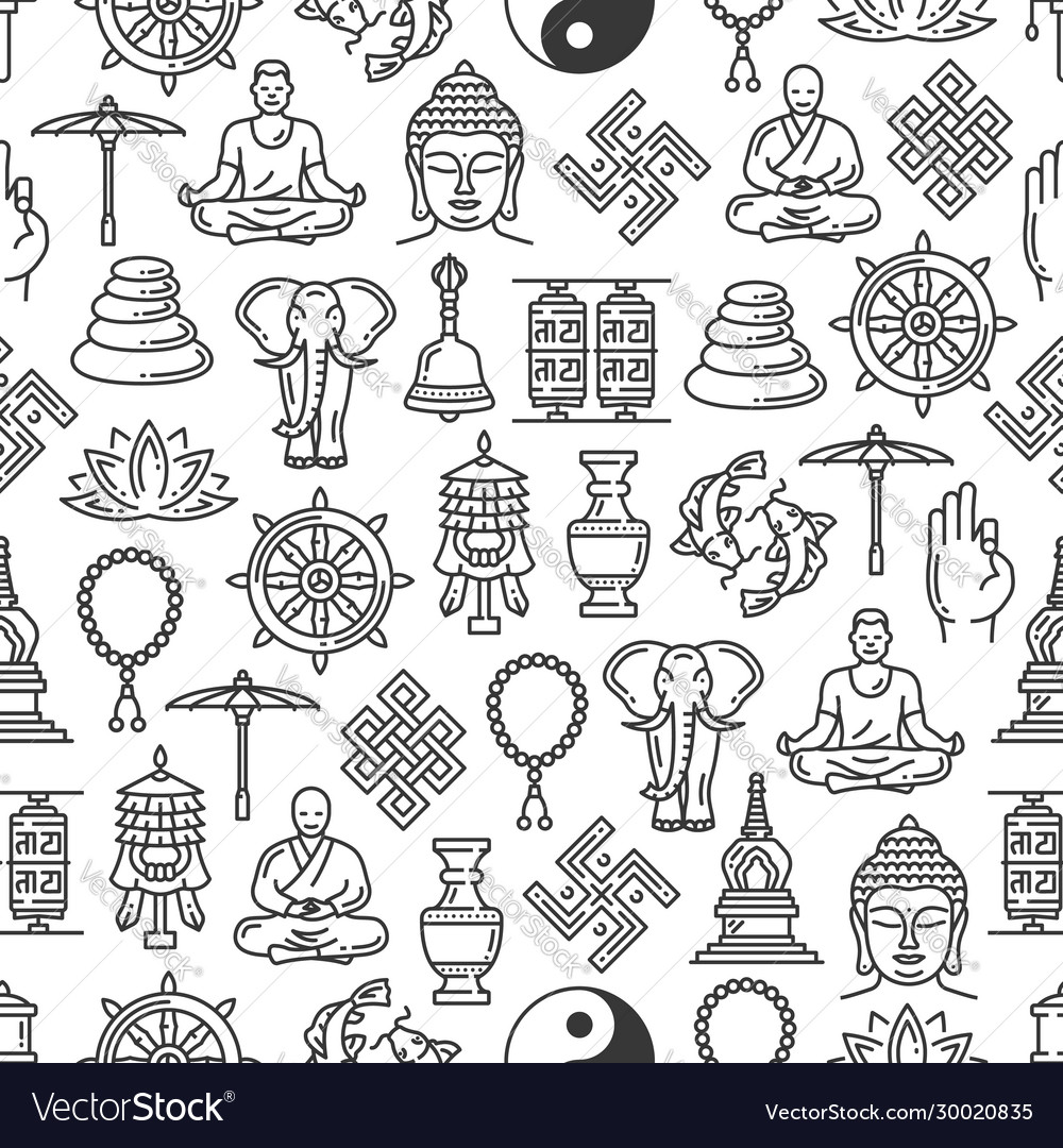 Buddhism religion seamless pattern background Vector Image