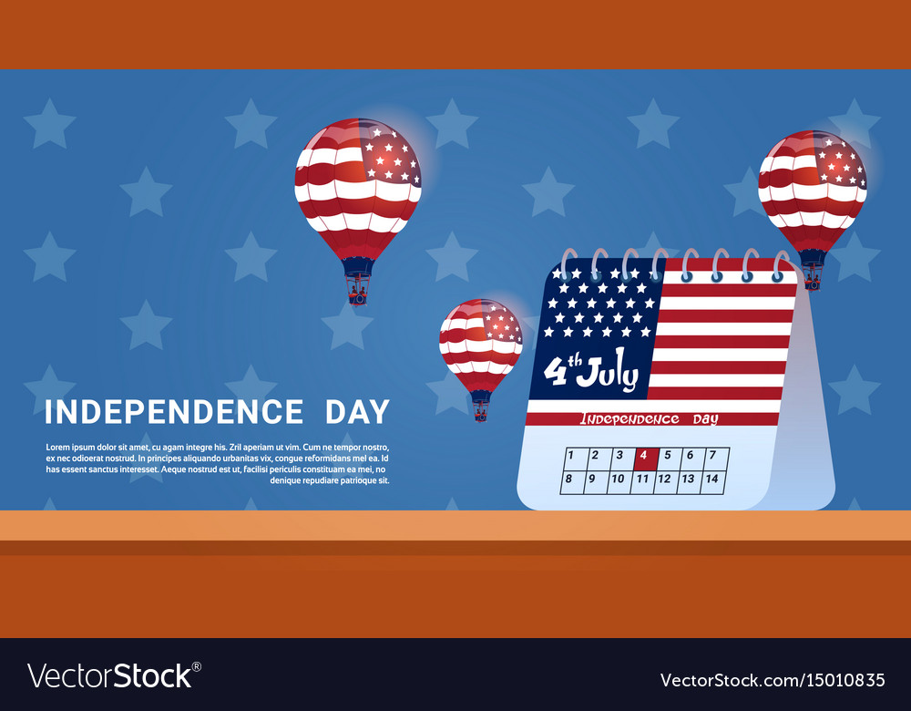 Calendar 4 july united states independence day Vector Image