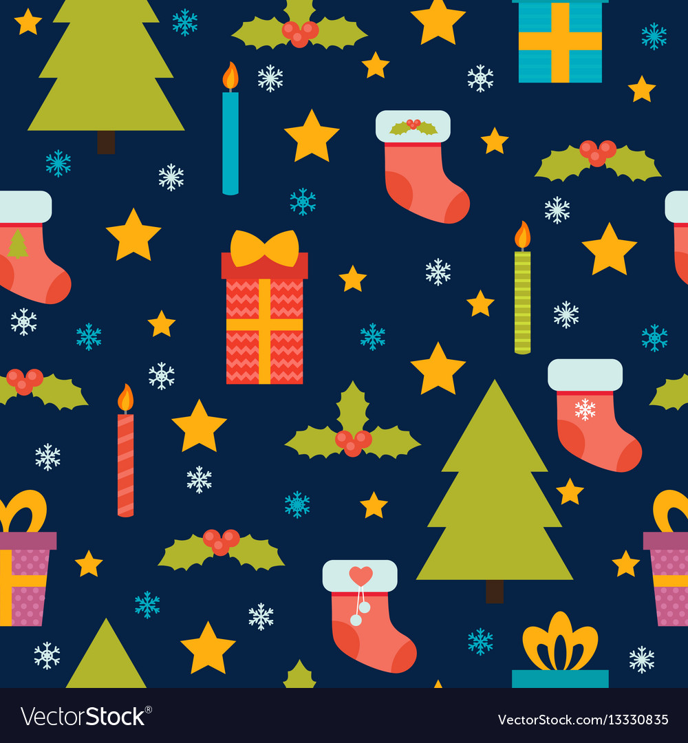 Christmas seamless pattern cute background with Vector Image