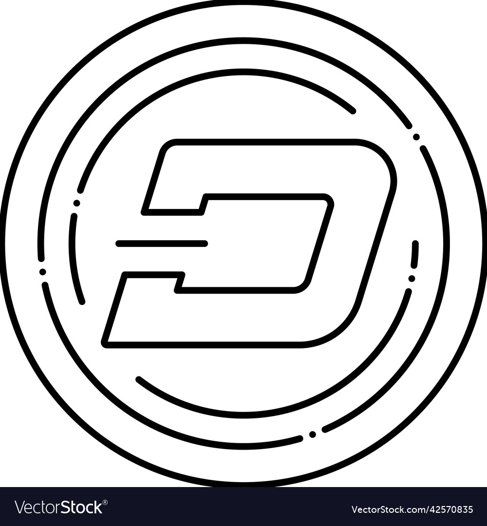 Dash cryptocurrency line icon Royalty Free Vector Image