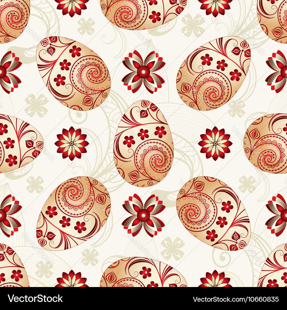 Easter seamless pattern with painted eggs Vector Image