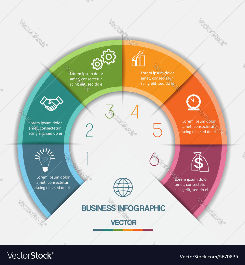 Infographic on six positions Royalty Free Vector Image