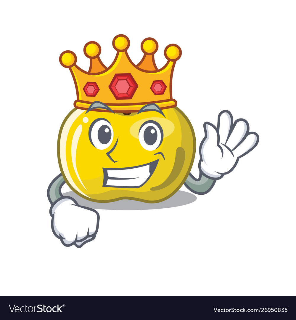 King yellow apple in a cartoon basket Royalty Free Vector