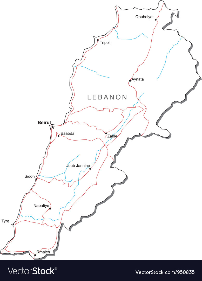 Lebanon black white map Royalty Free Vector Image