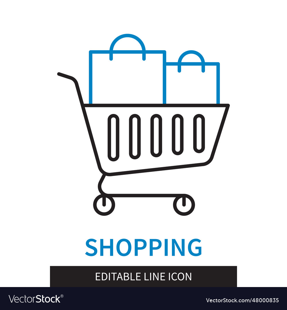 Shopping editable line icon Royalty Free Vector Image