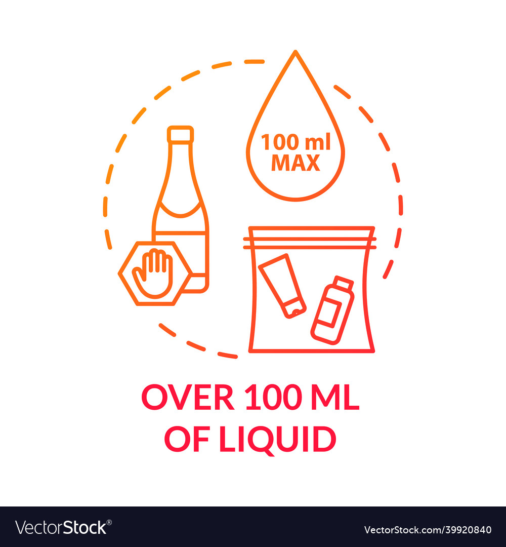 Over 100 ml of liquid concept icon airplane Vector Image