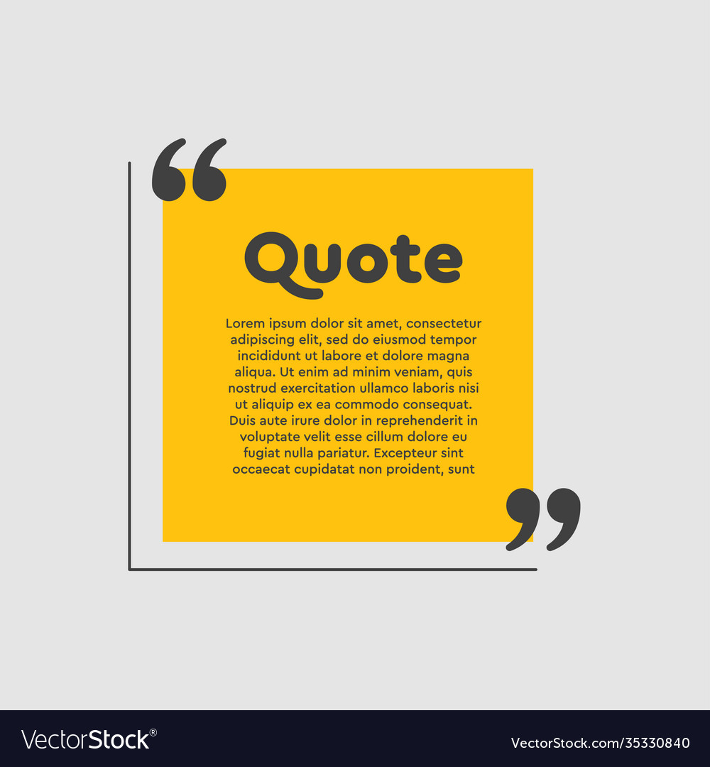 Quote square text with bracket banner Royalty Free Vector