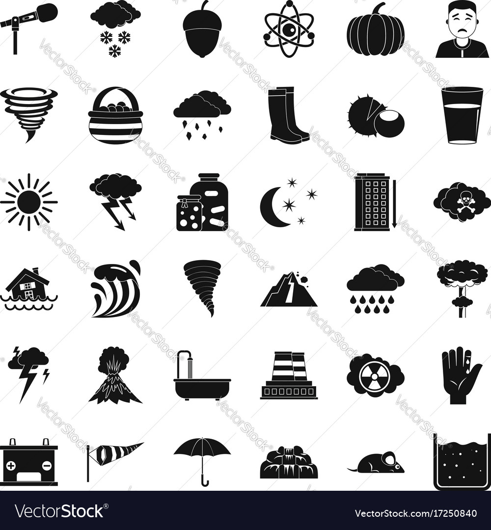 Tornado icons set simple style Royalty Free Vector Image