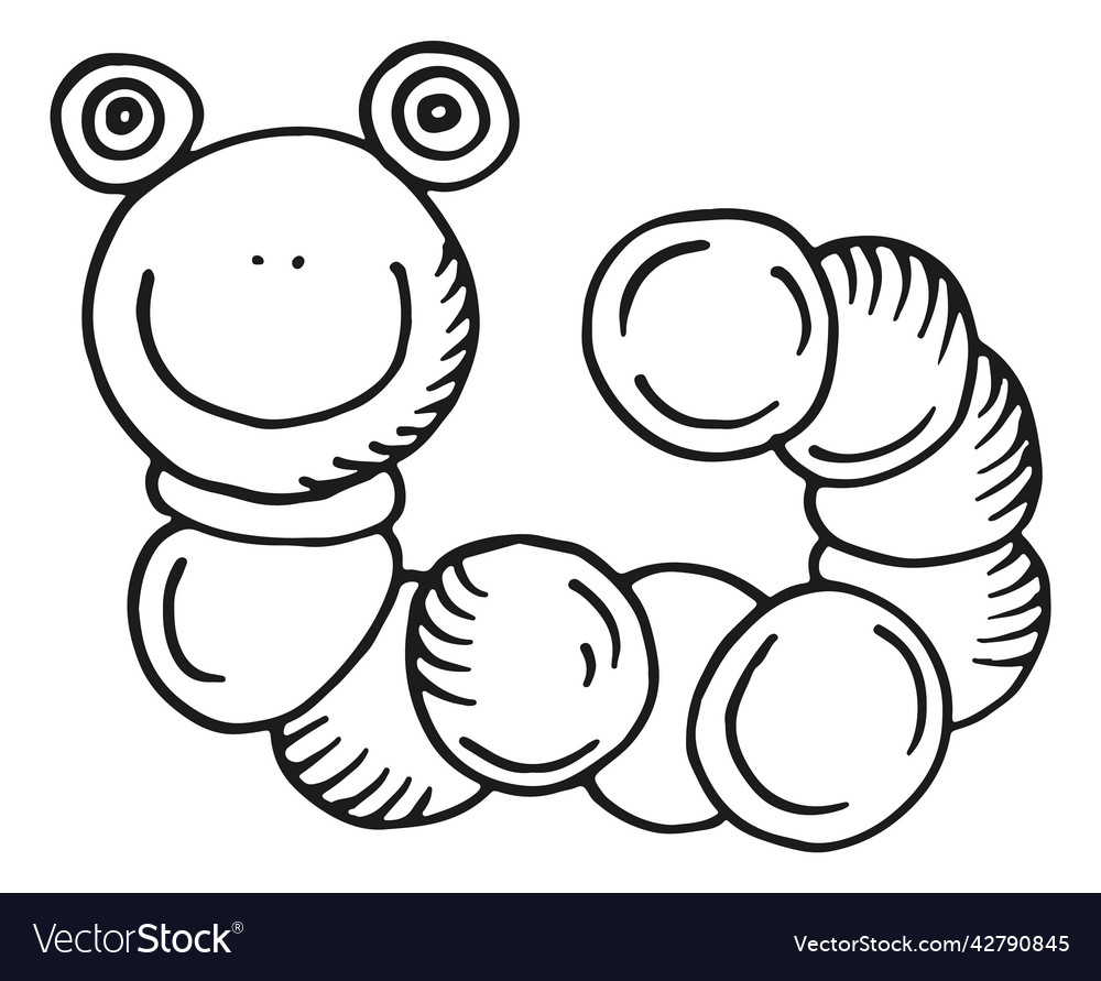 Caterpillar toy pen sketch funny baby character Vector Image