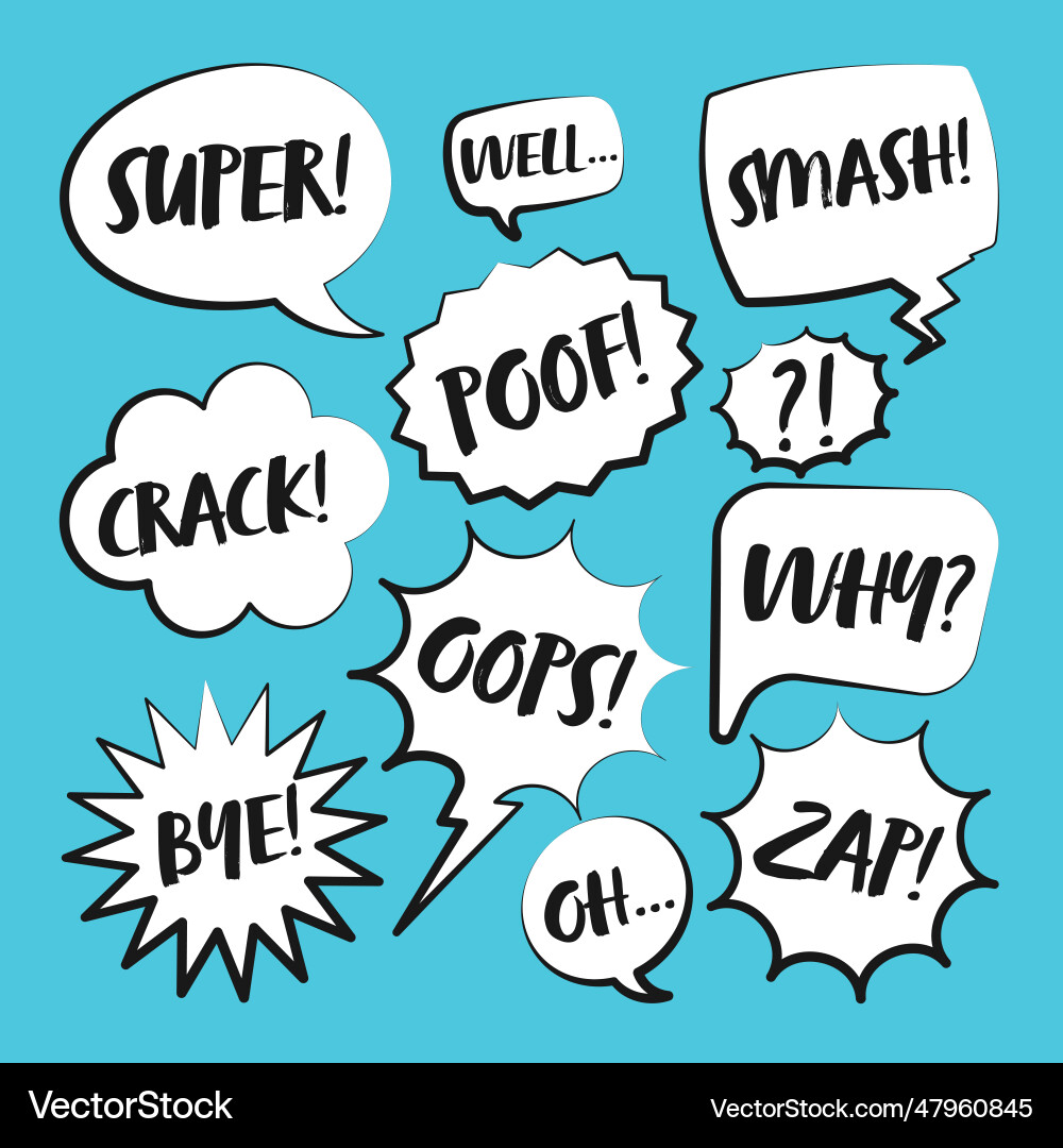 Comic speech bubbles with handwritten text Vector Image