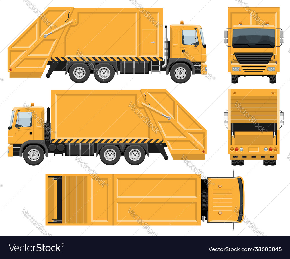 Garbage truck template vehicle branding mockup Vector Image