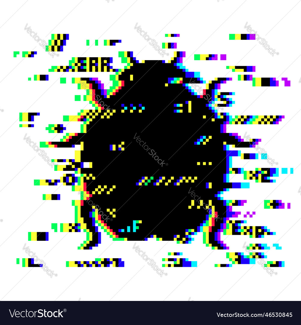 Glitch Bug Glitched Distortion Effect Royalty Free Vector