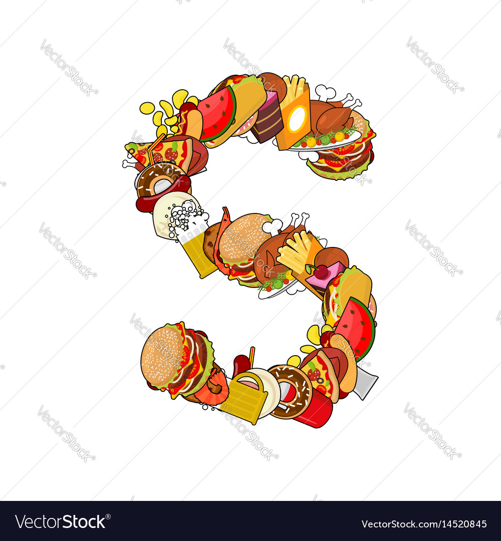 Letter s food edible sign alphabet from pizza Vector Image