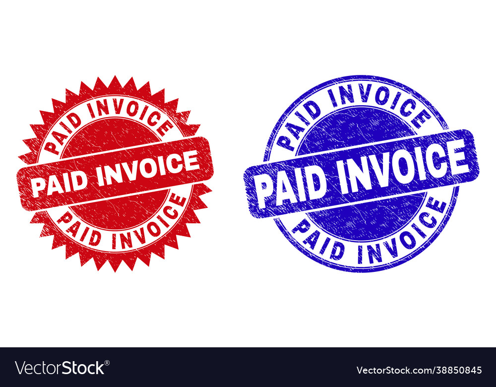 Paid invoice rounded and rosette seals Royalty Free Vector