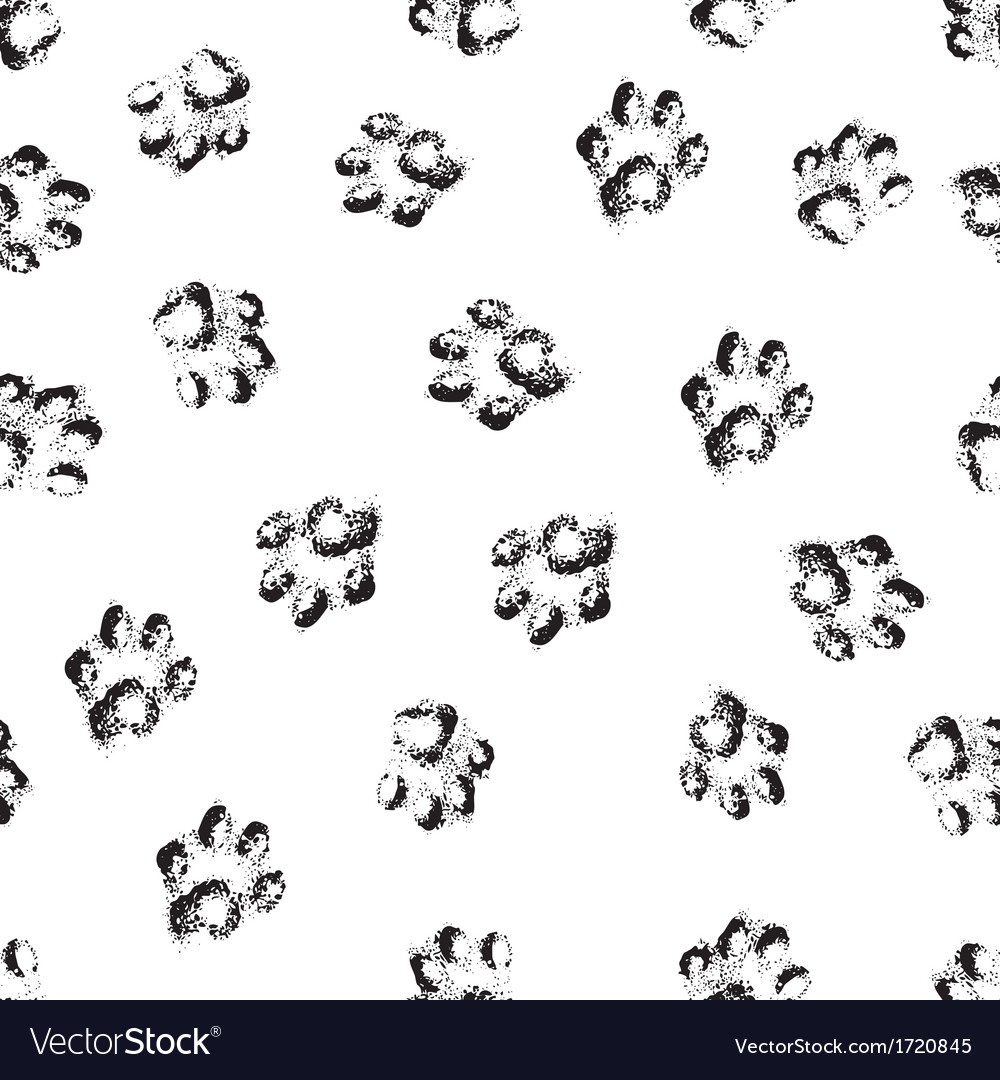 Paw grunge footprint of dog or cat seamless