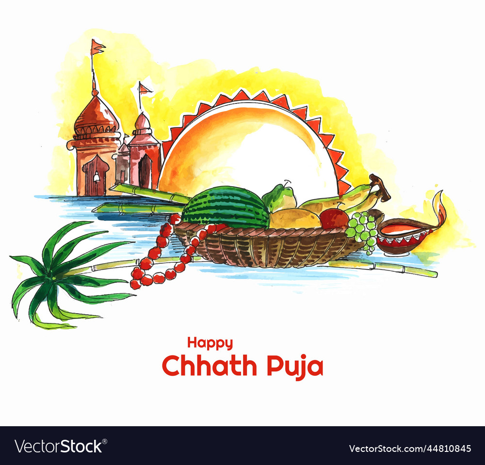 Traditional festival of happy chhath puja Vector Image