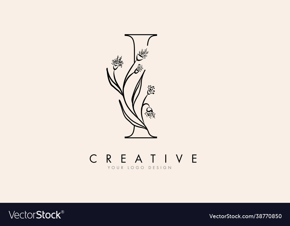 Black outline i letter logo design with Royalty Free Vector