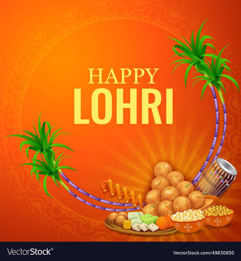 Happy lohri holiday background for punjabi Vector Image