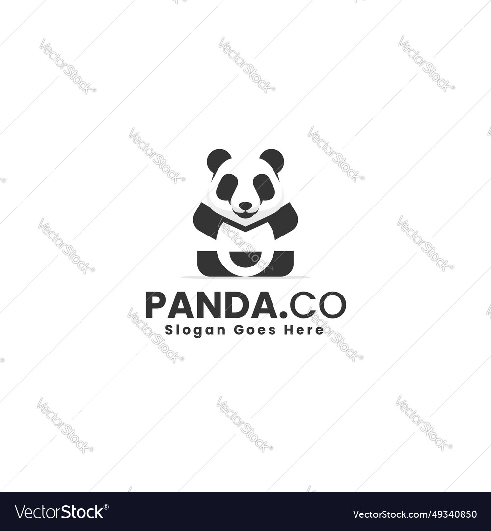 Logo panda simple mascot style Royalty Free Vector Image