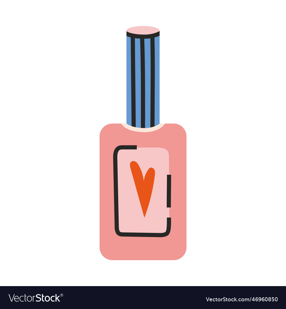 Nail polish bottle cartoon style hand drawn flat Vector Image