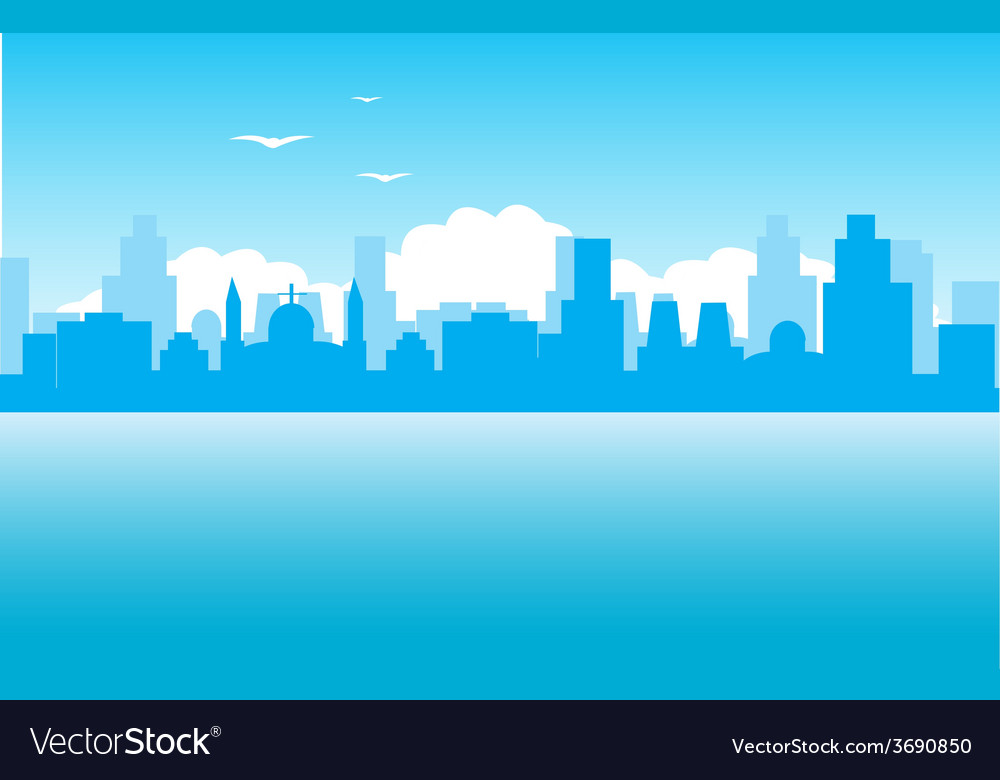 Silhouette of the city on seaside Royalty Free Vector Image