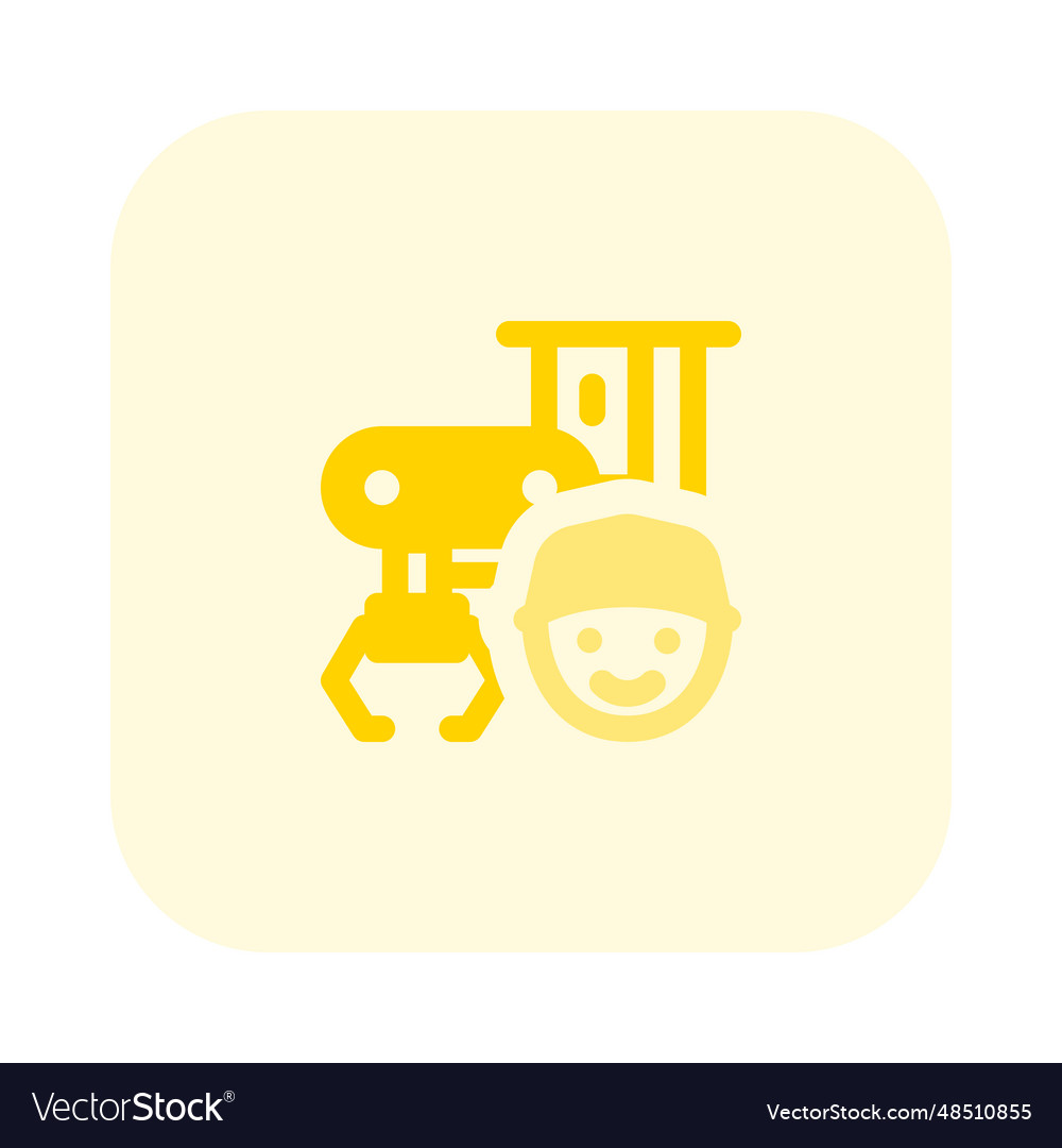 Factory worker operating a production unit Vector Image