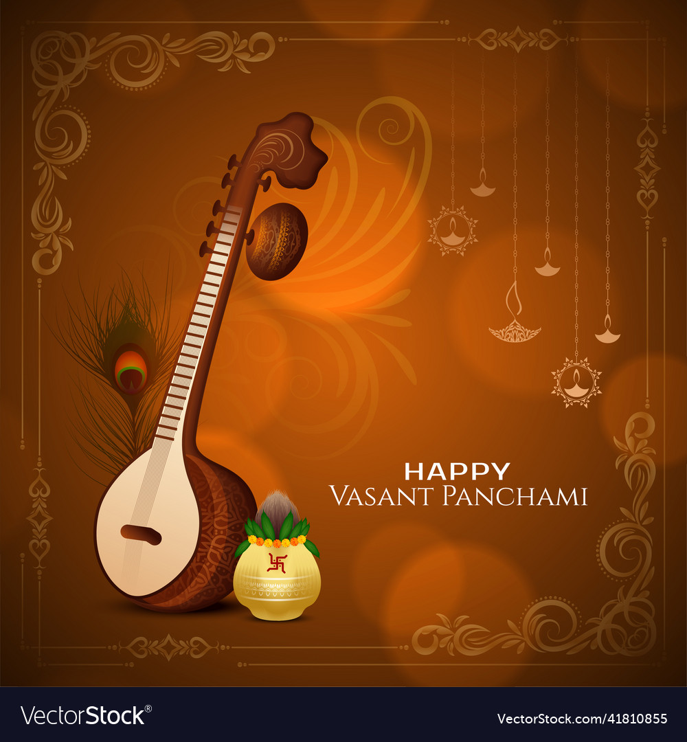 Happy vasant panchami festival background design Vector Image