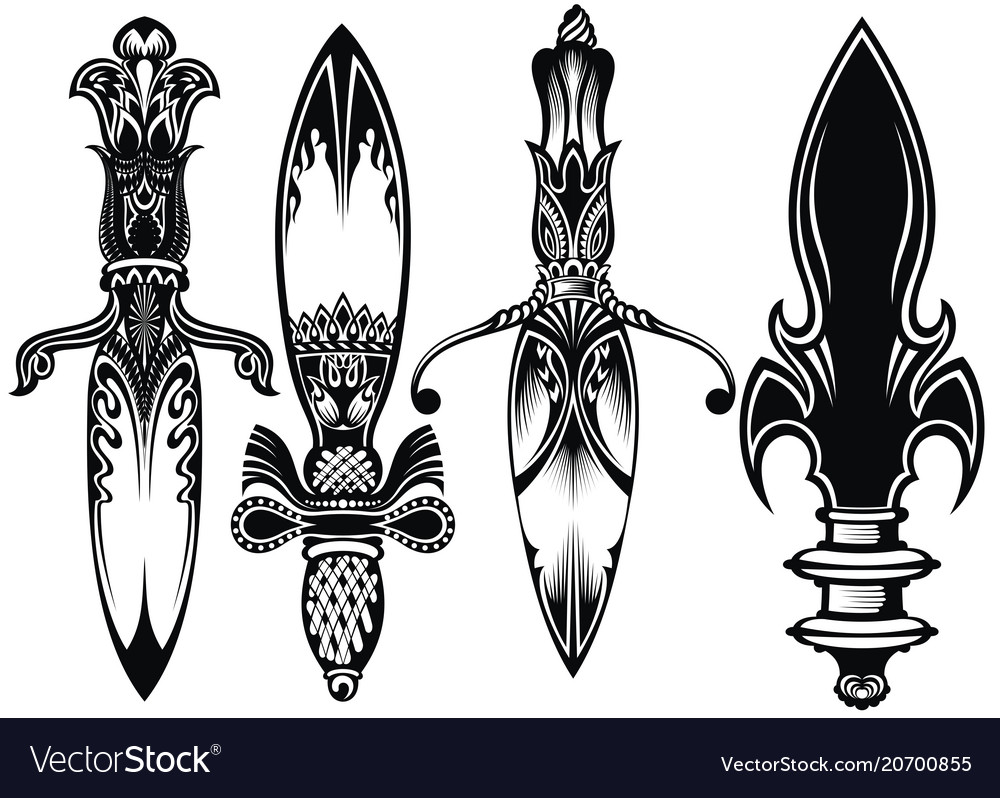 Icon set of ancient swords Royalty Free Vector Image