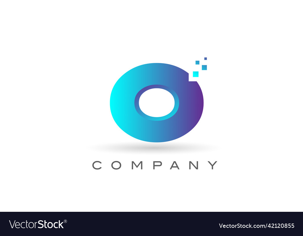 O blue dot alphabet letter logo design creative Vector Image