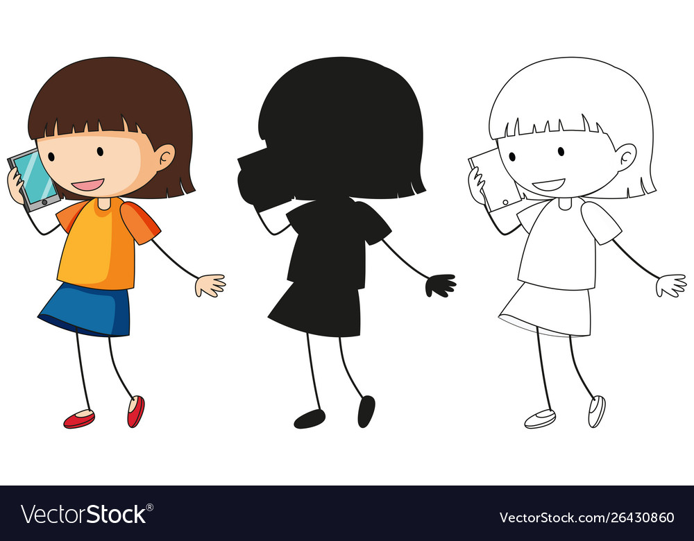 A set characters in color silhouette Royalty Free Vector