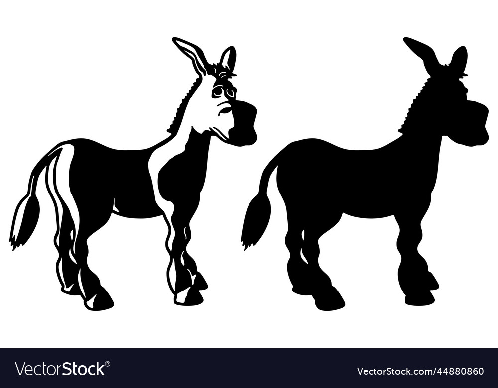 Cartoon donkey foal silhouette Royalty Free Vector Image