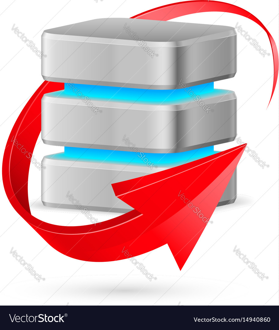 Database icon with update symbol - red curved Vector Image