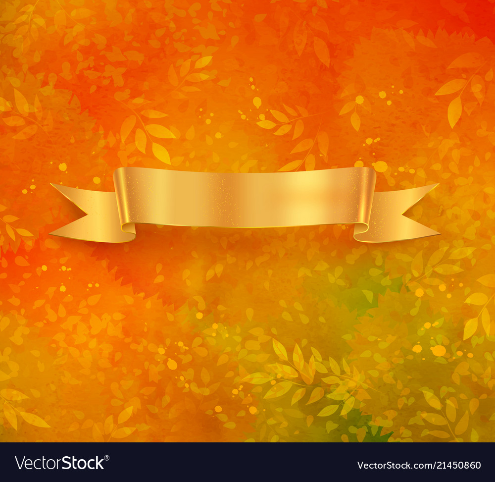 Golden Colored Banner On Autumn Background Vector Image