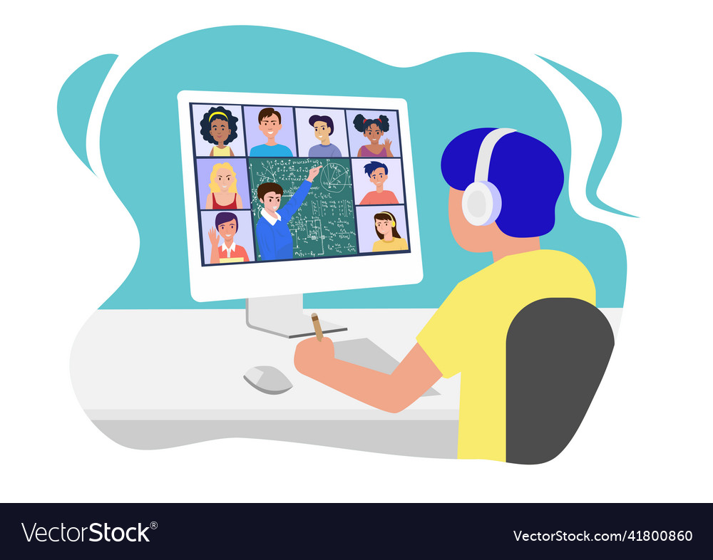 Online classes work from home remotely study Vector Image