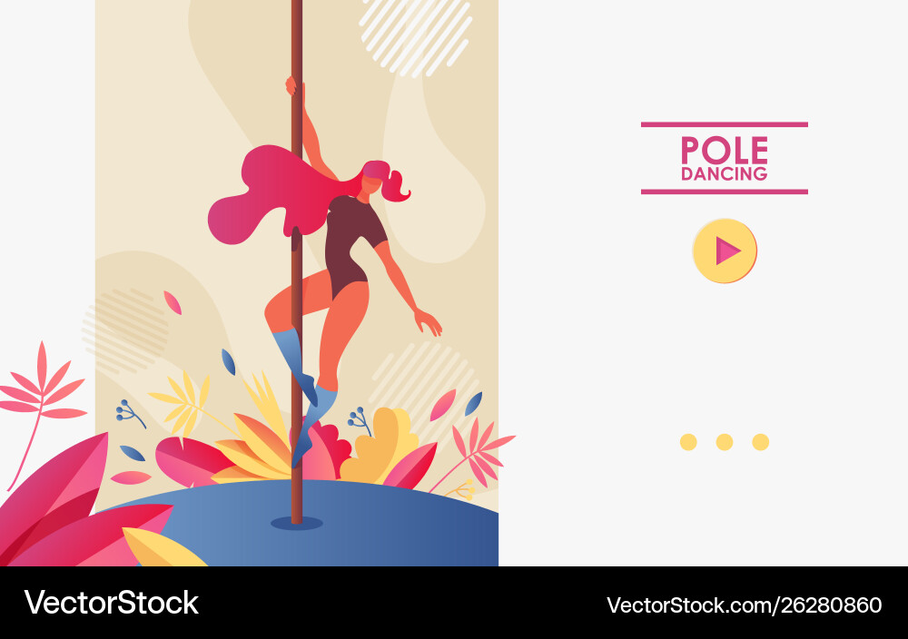 Pole Dancing Landing Page Concept Banner With Vector Image