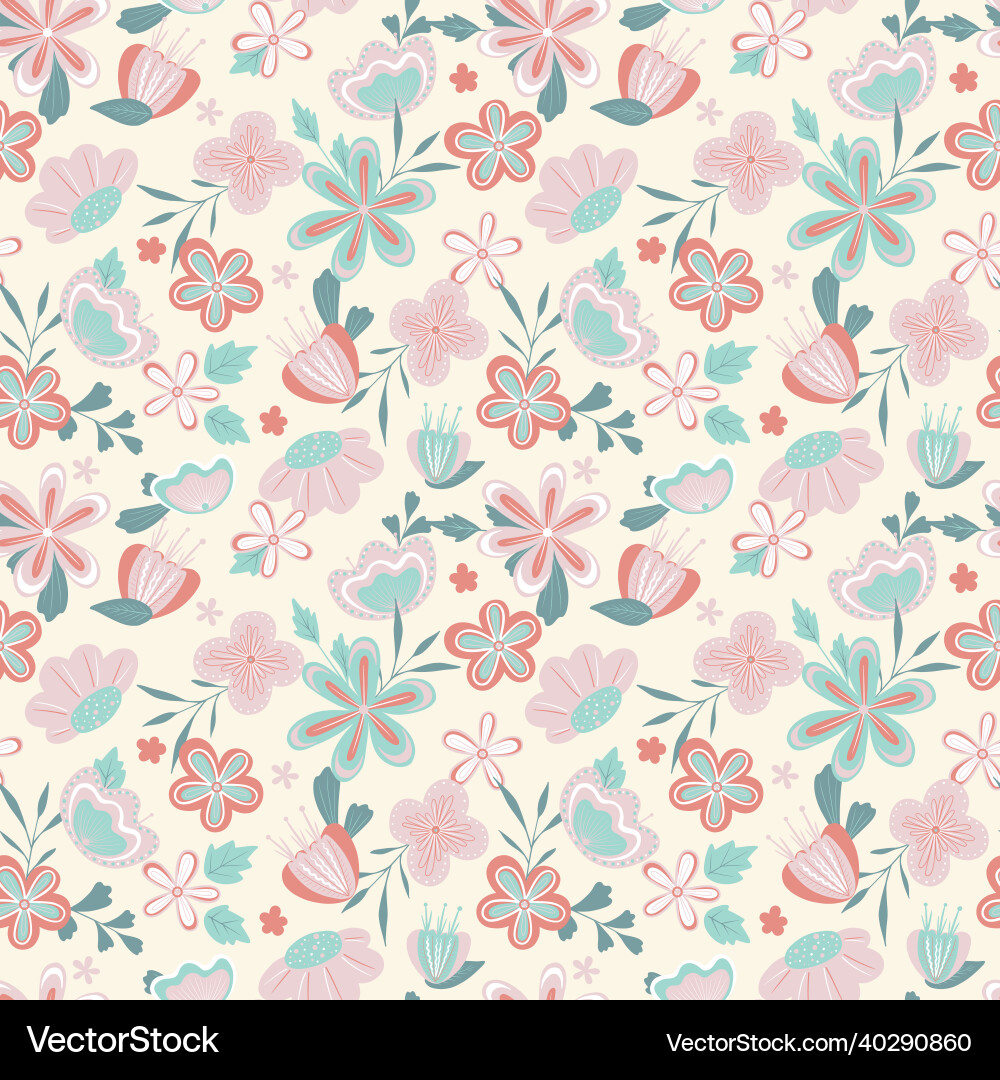 Seamless flower pattern delicate Royalty Free Vector Image