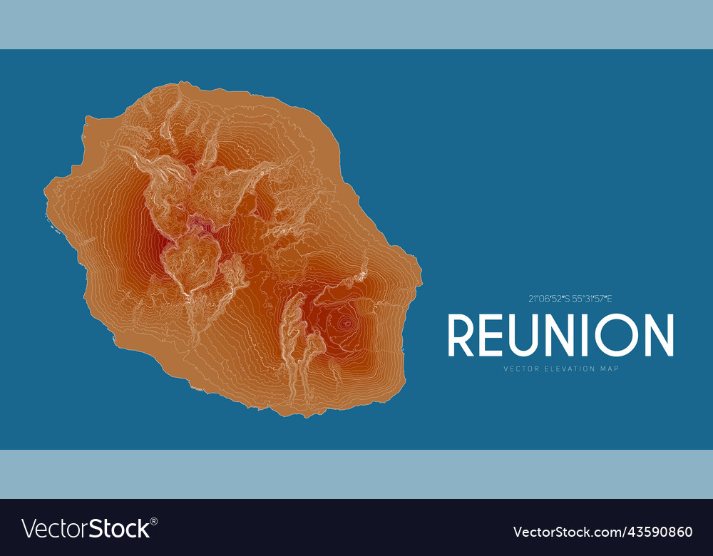 Topographic map of reunion france Royalty Free Vector Image