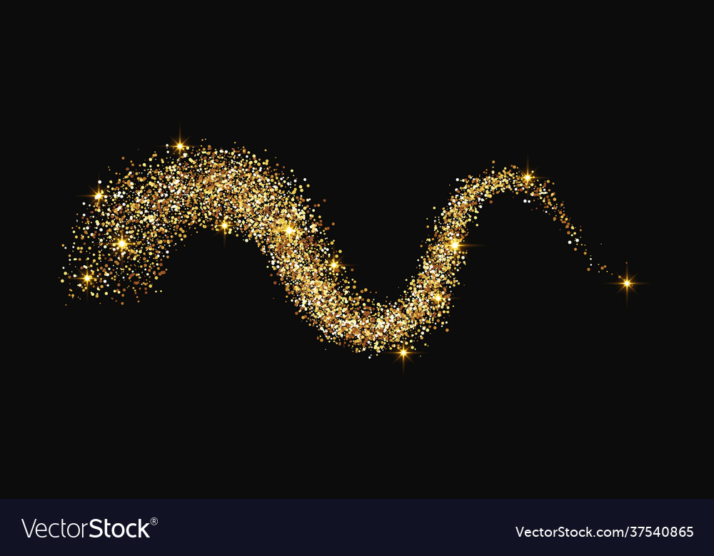 Gold glittering confetti wave and stardust Vector Image