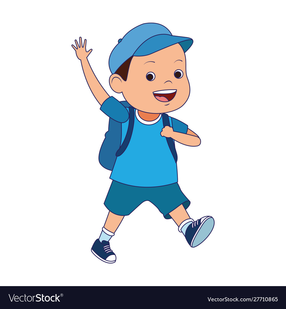 Happy Little Boy Walking And Waving Royalty Free Vector