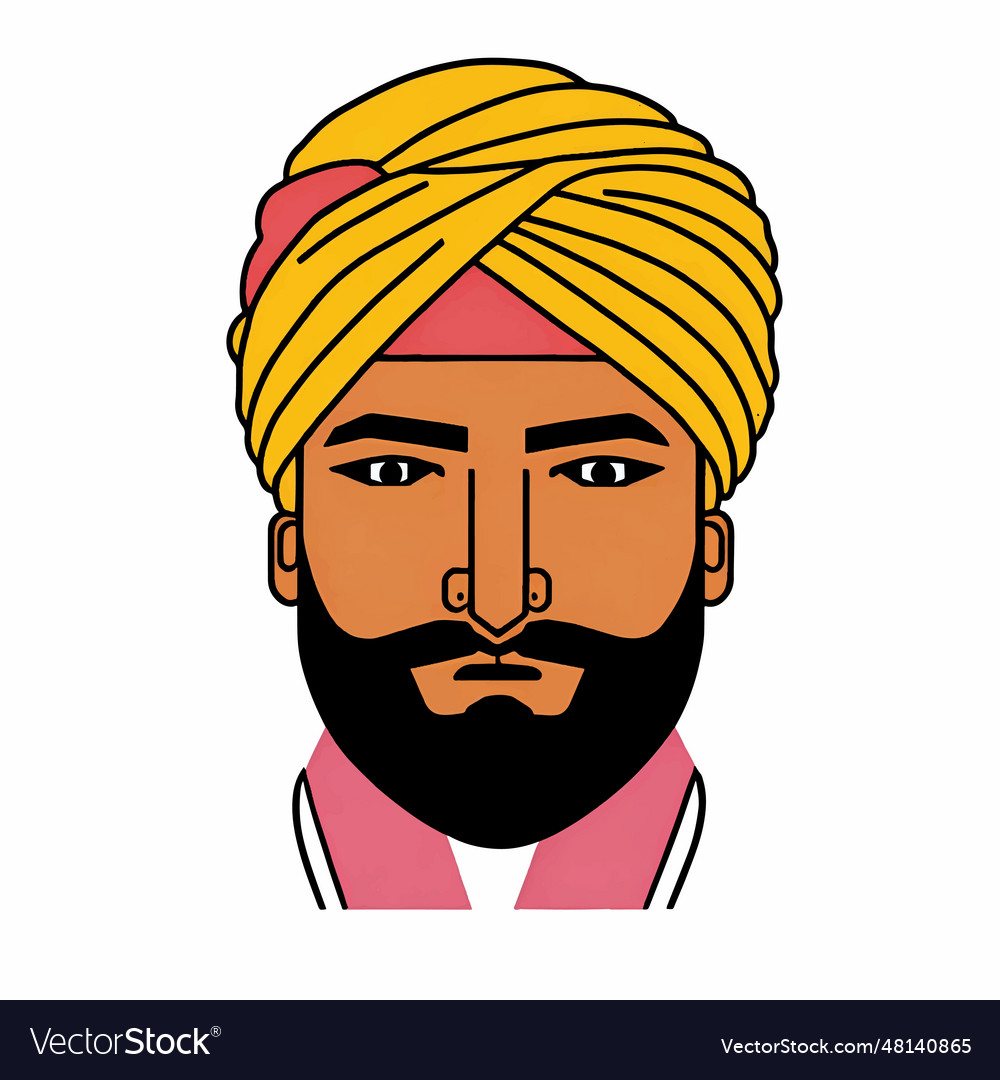 Indian punjabi man on white background Royalty Free Vector