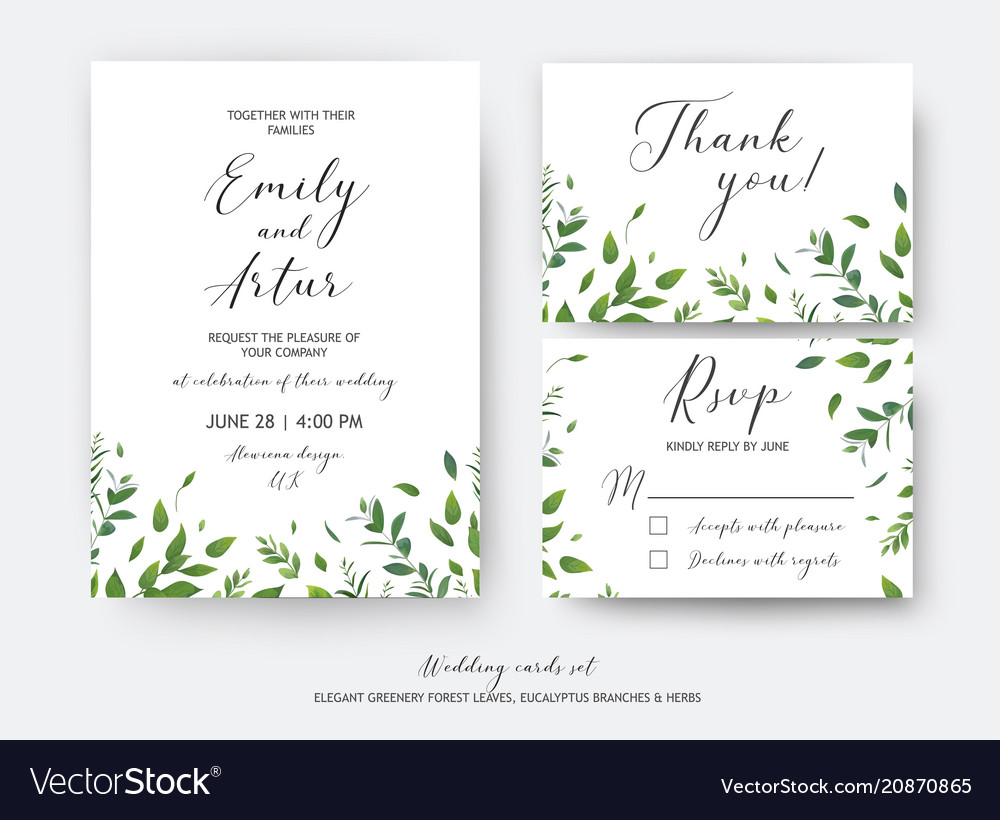 Wedding invite invitation rsvp thank you cards Vector Image