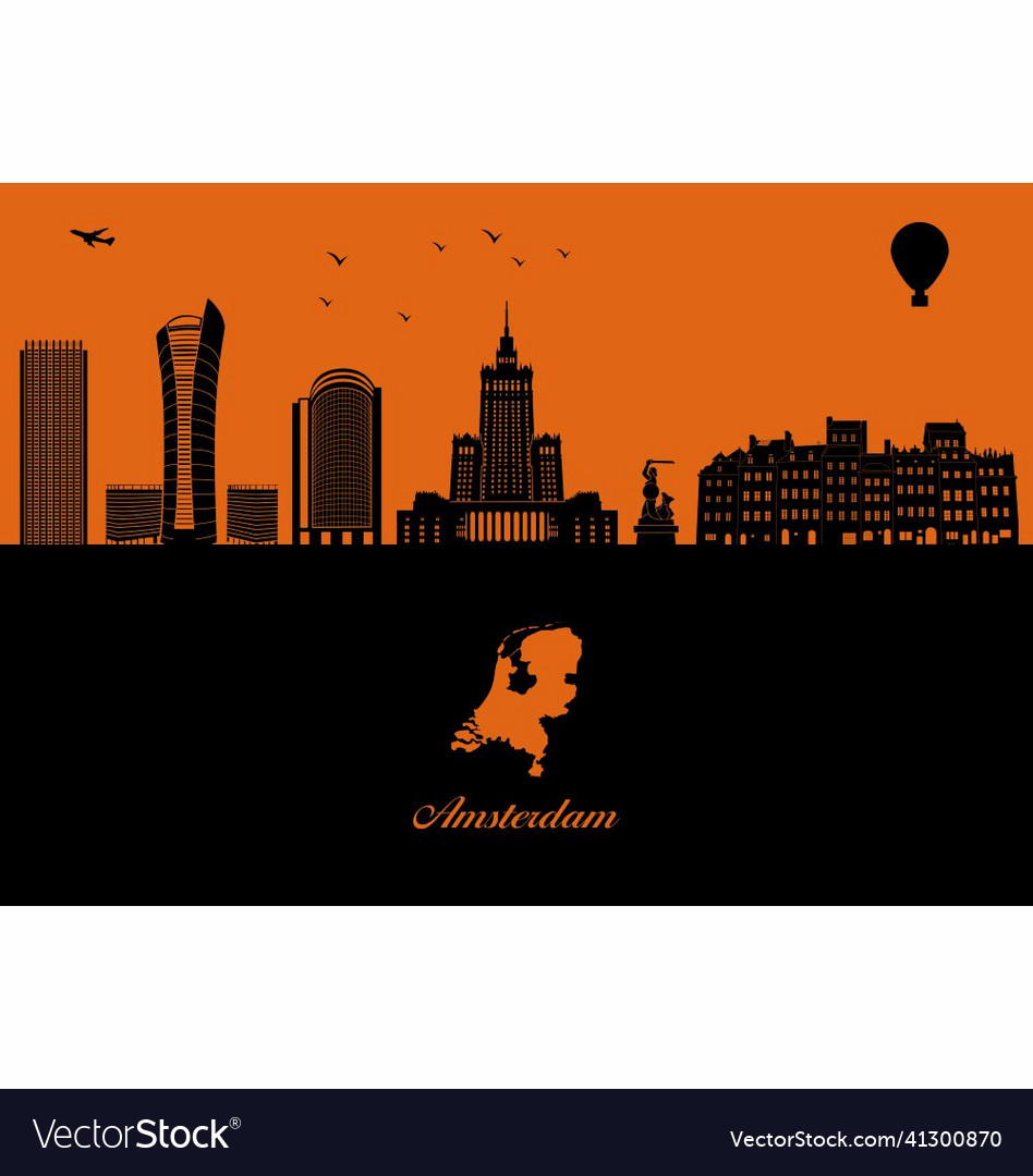 Amsterdam city skyline silhouette Royalty Free Vector Image