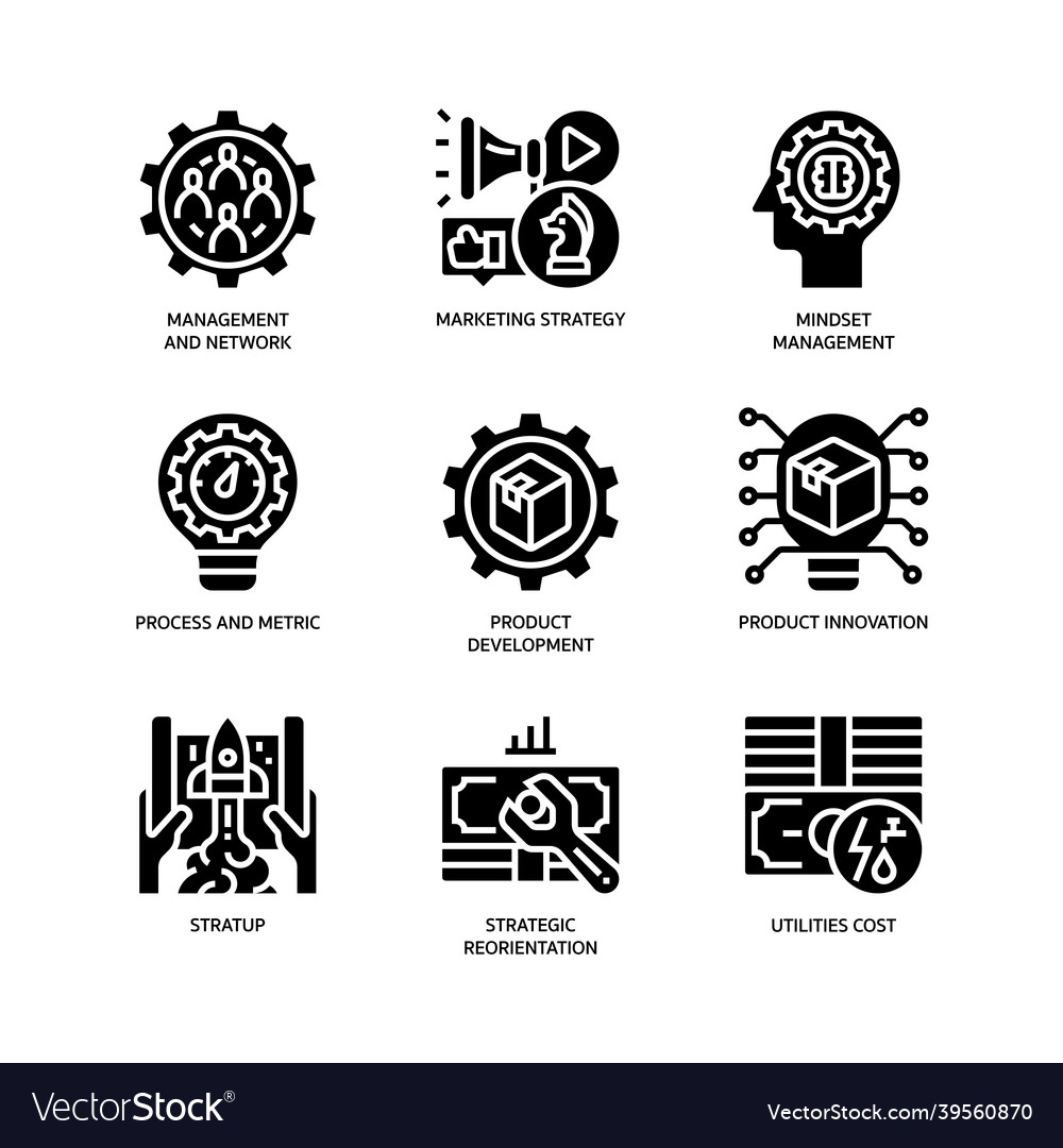 Business model canvas icons set Royalty Free Vector Image