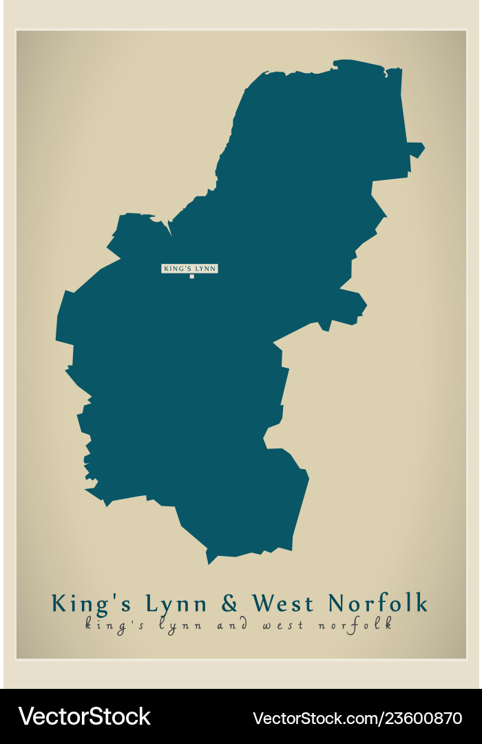Modern map - kings lynn and west norfolk district Vector Image