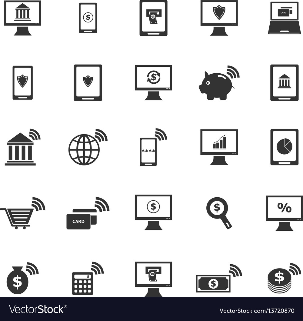 Online Banking Icons On White Background Vector Image